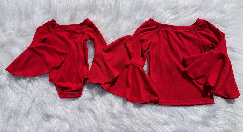 Red Bell Sleeve Leo/Top