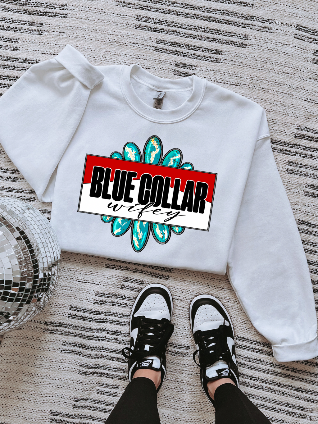 Blue Collar Wifey Tee or Crewneck