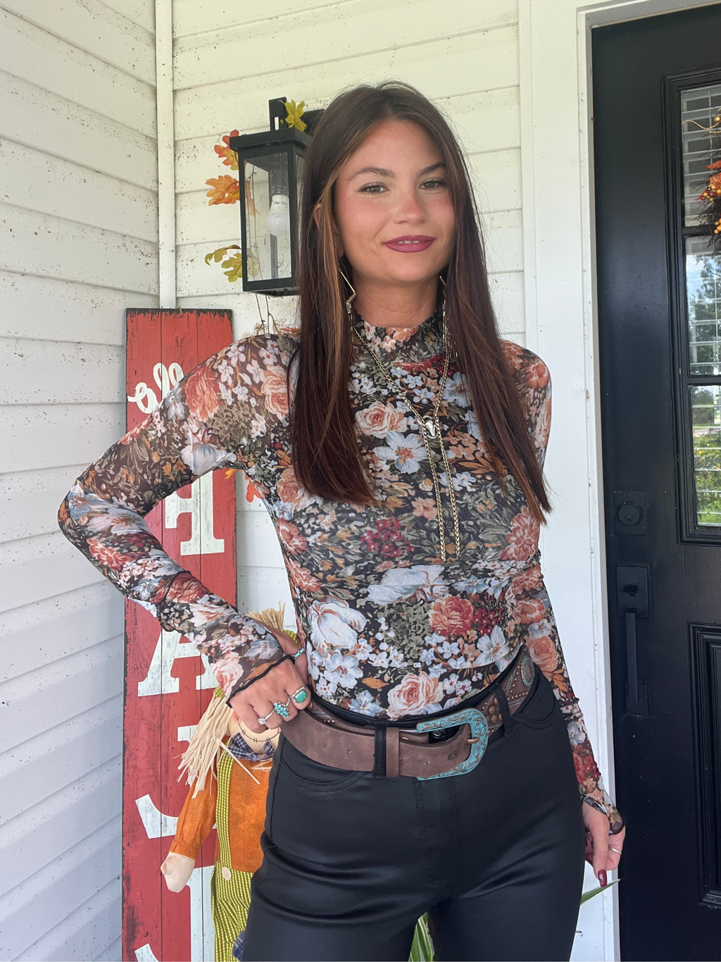Floral Mesh Long Sleeve Top