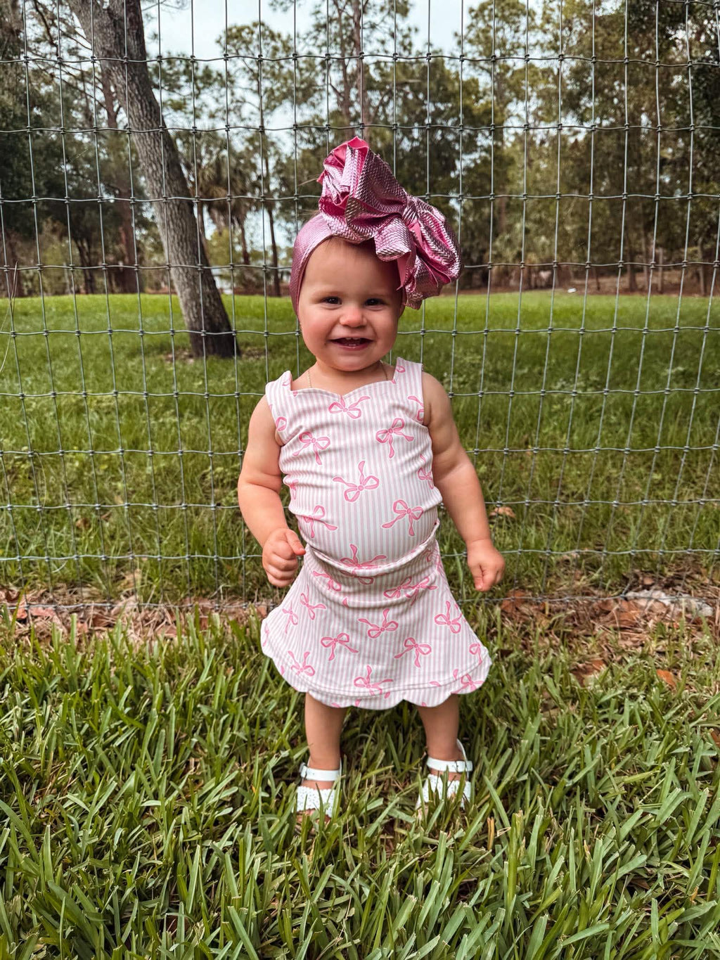 Pink Bow Babe Yoga Skirt Set