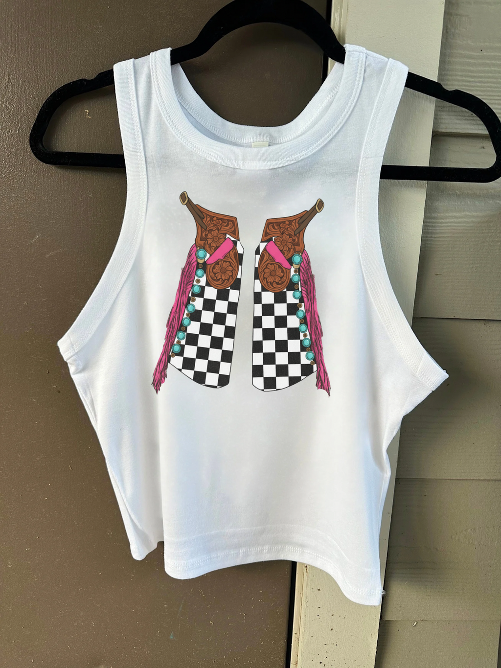 Checkered Chaps Cropped Tank
