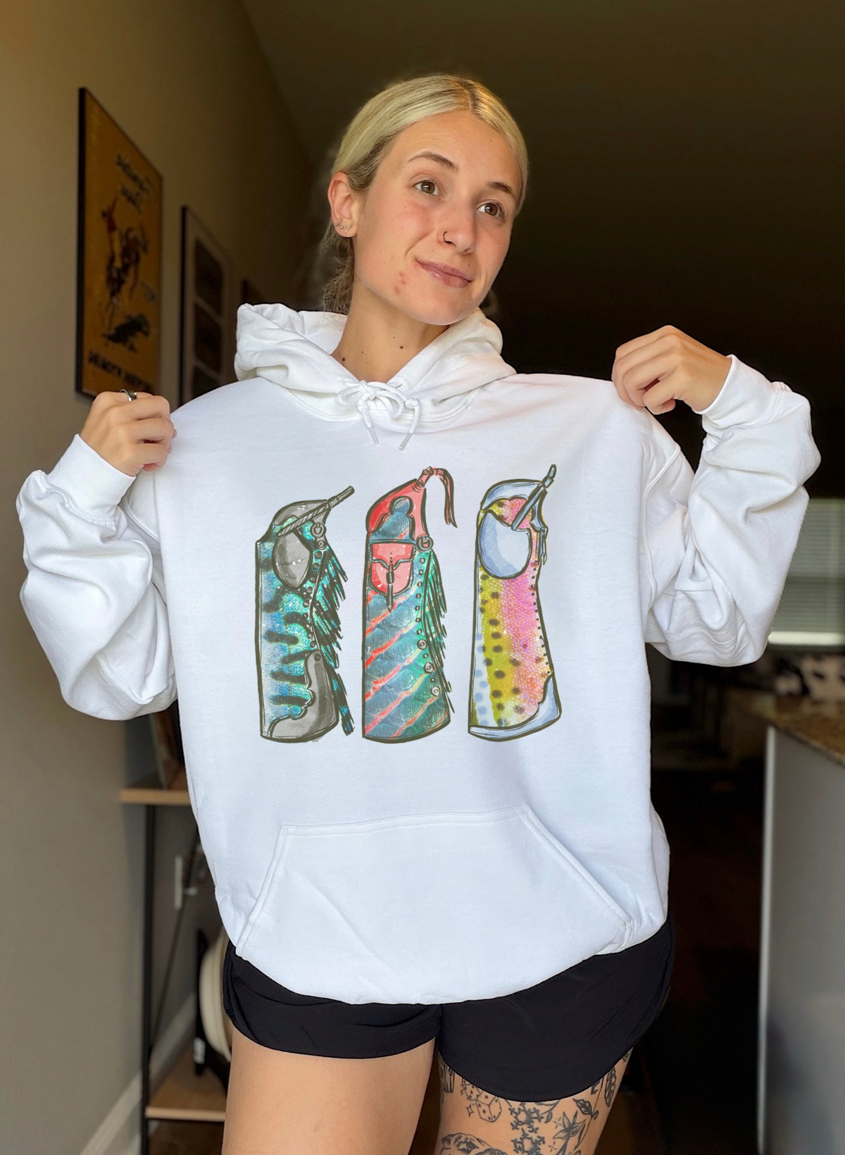 Fishie Print Chaps Hoodie