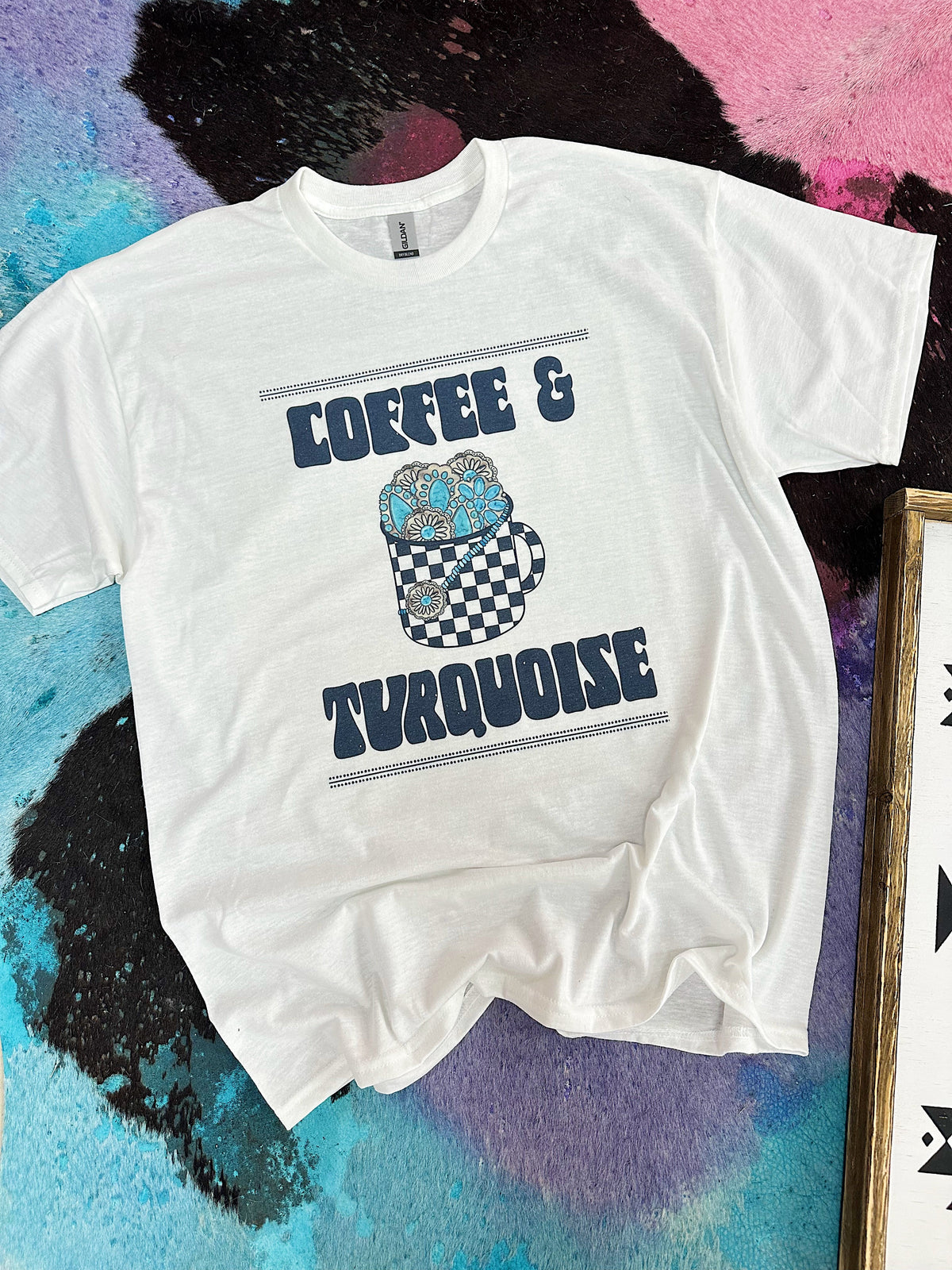 Coffee & Turquoise TEE or CREWNECK