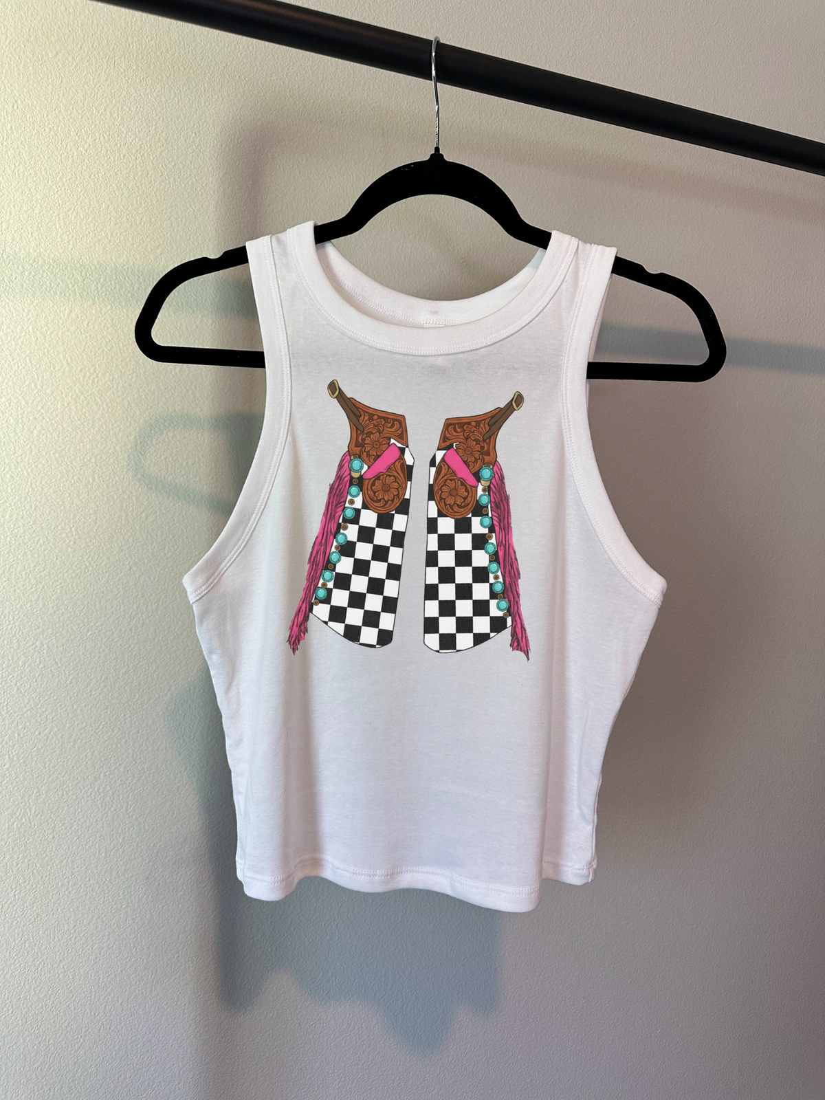 Checkered Chaps Cropped Tank