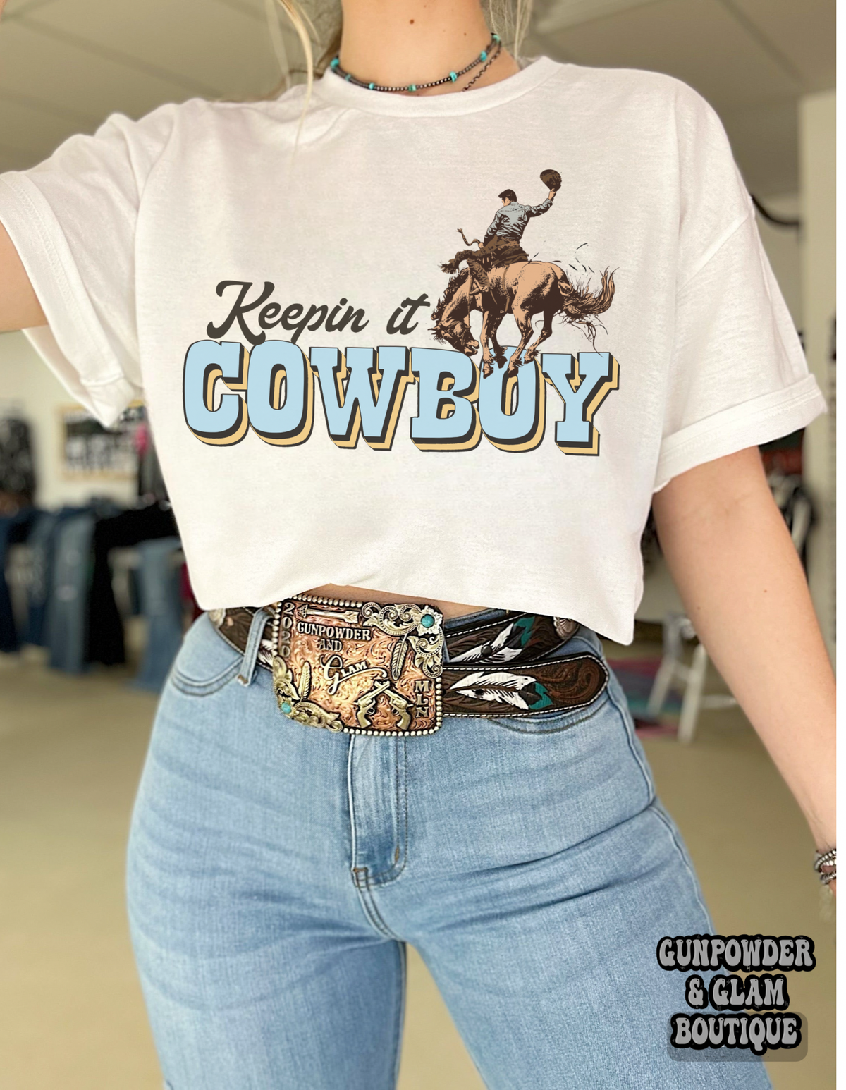 Keepin’ It Cowboy Tee or Crewneck