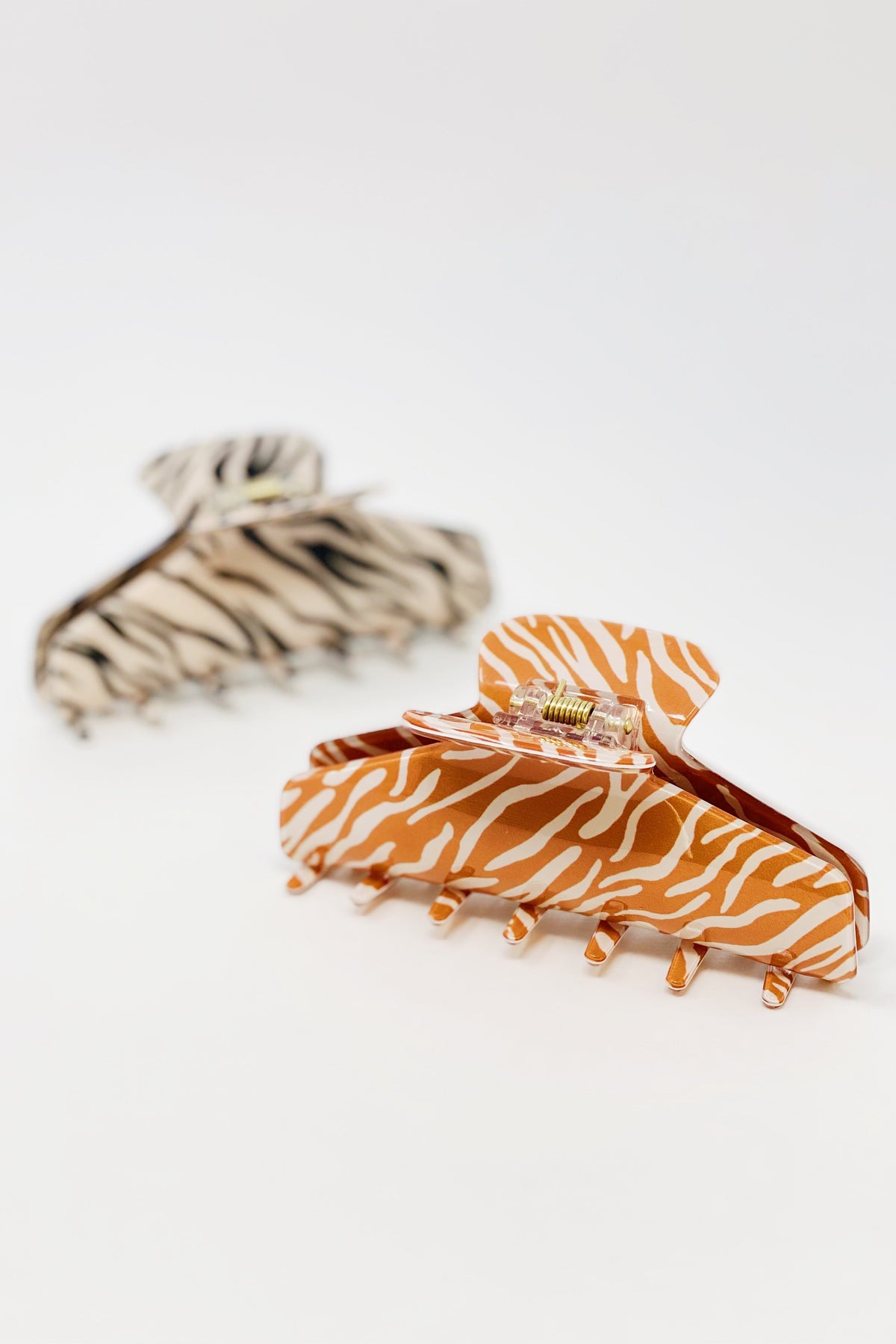 Muted Zebra Print Hair Claw