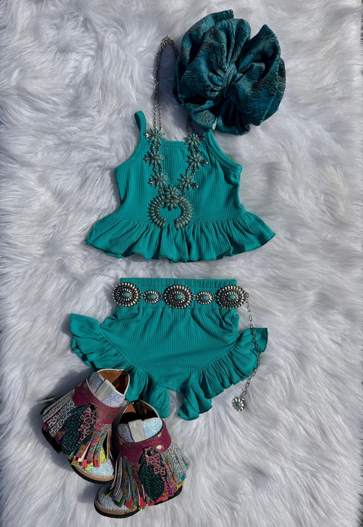 Teal Ruffle Set
