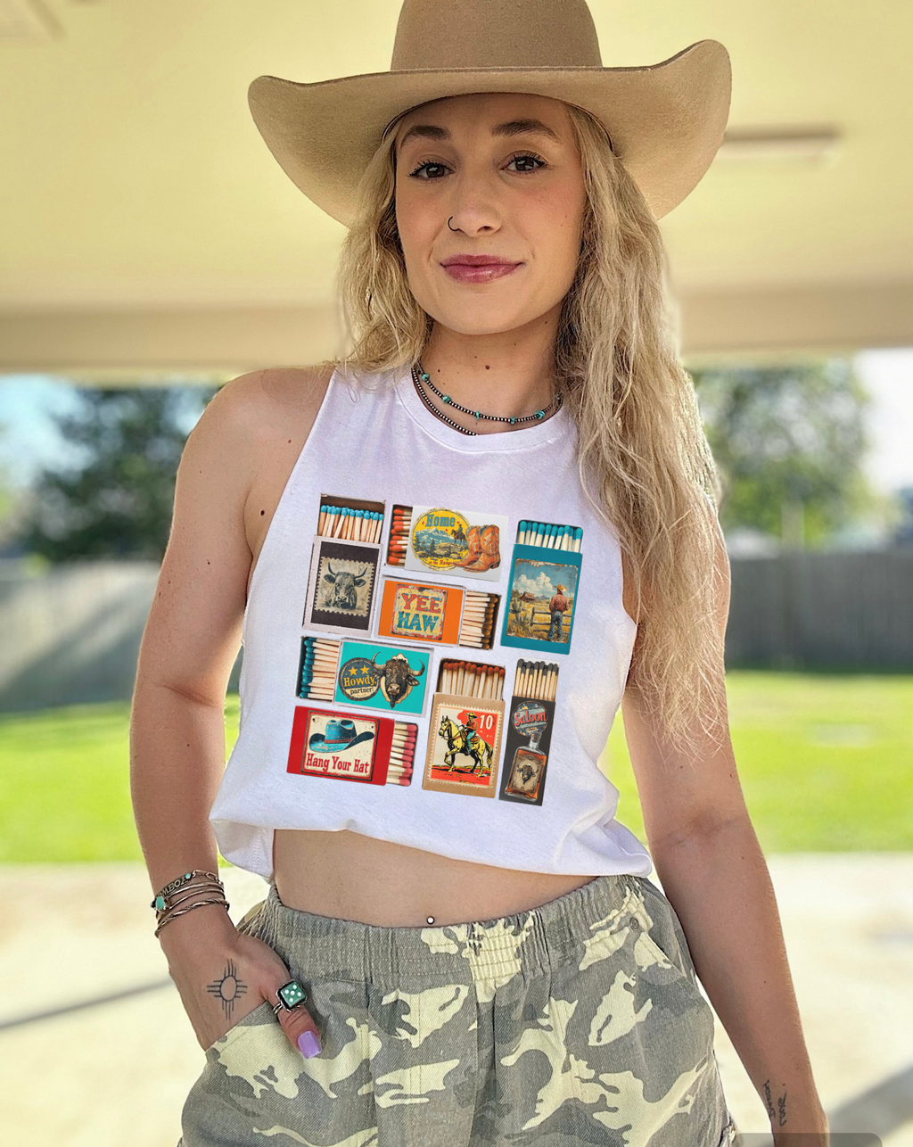 Western Matchbox Cropped Tank