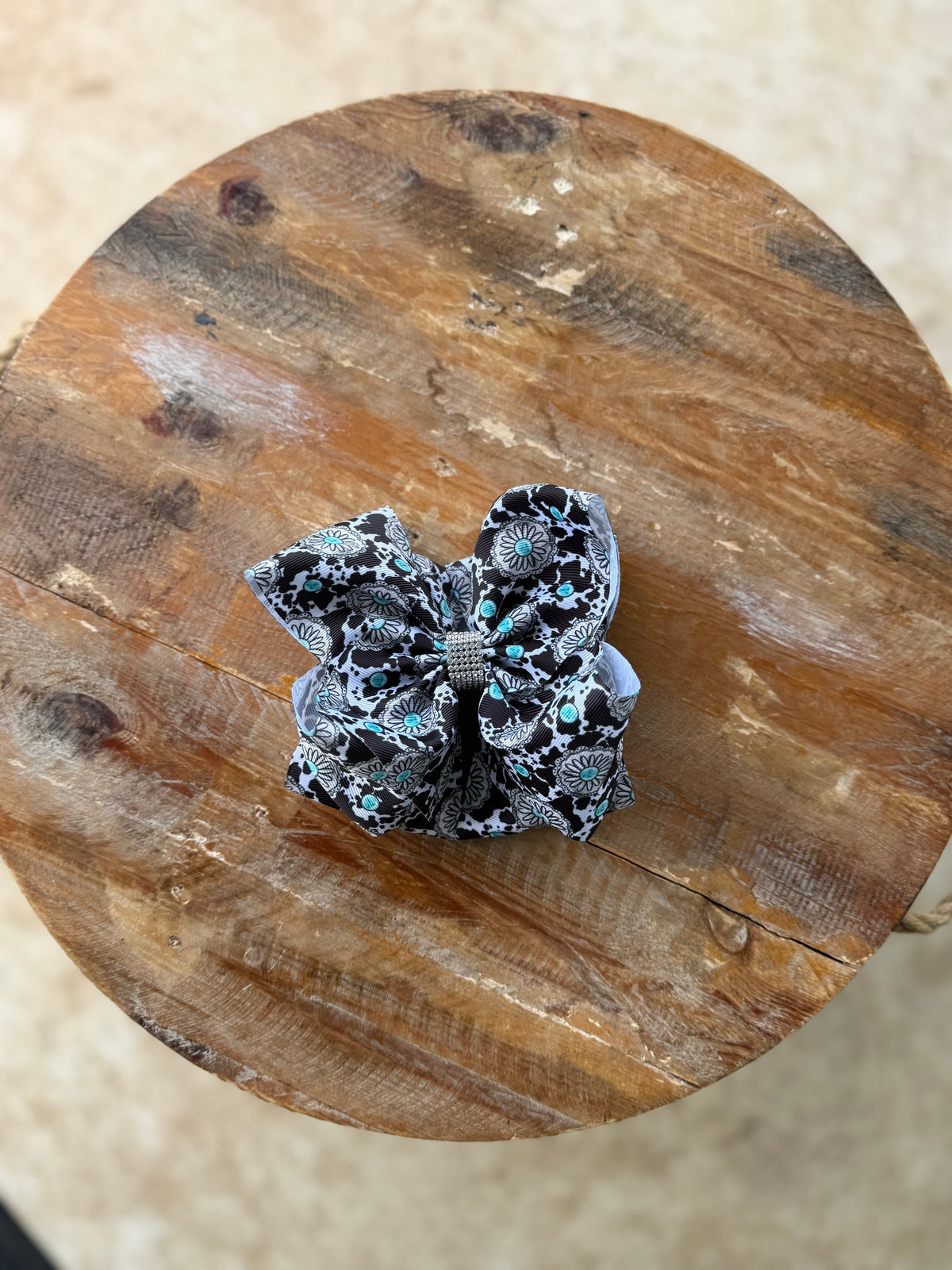Printed 7.5 inch bedazzled hair bows