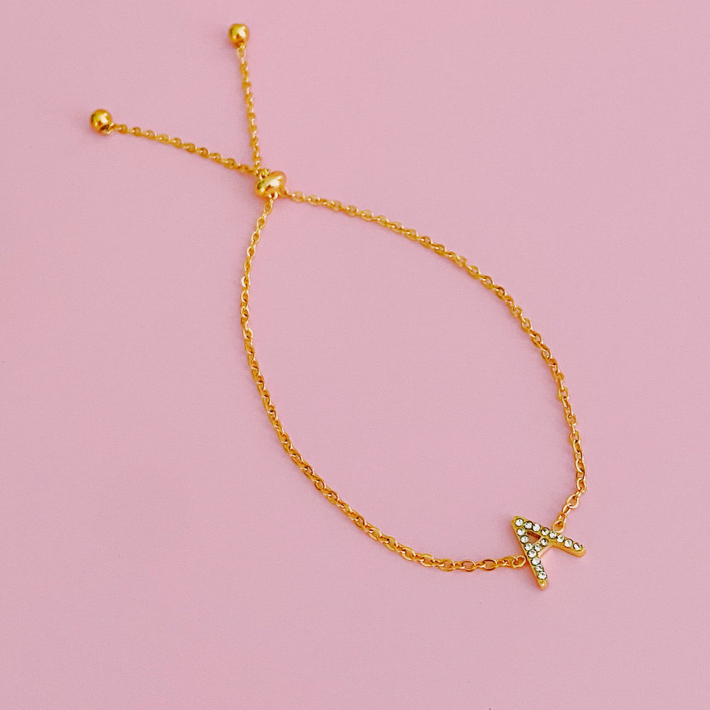 Dainty Sparkle Initial Bracelet