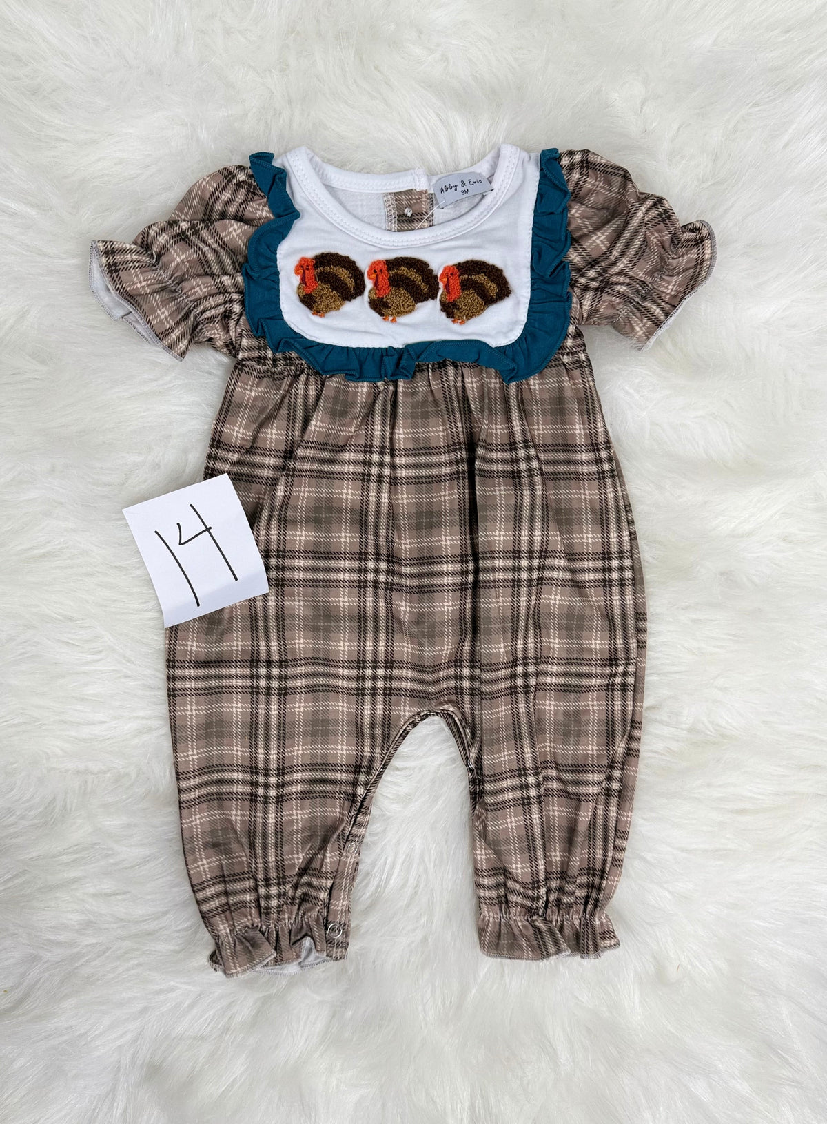 Blue Plaid Girl’s Thanksgiving Jumper (#14) (FINAL SALE)