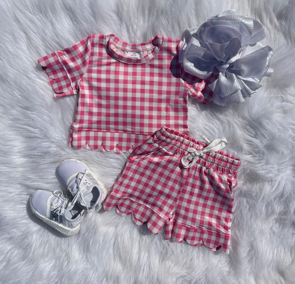 Dark Pink Plaid Set