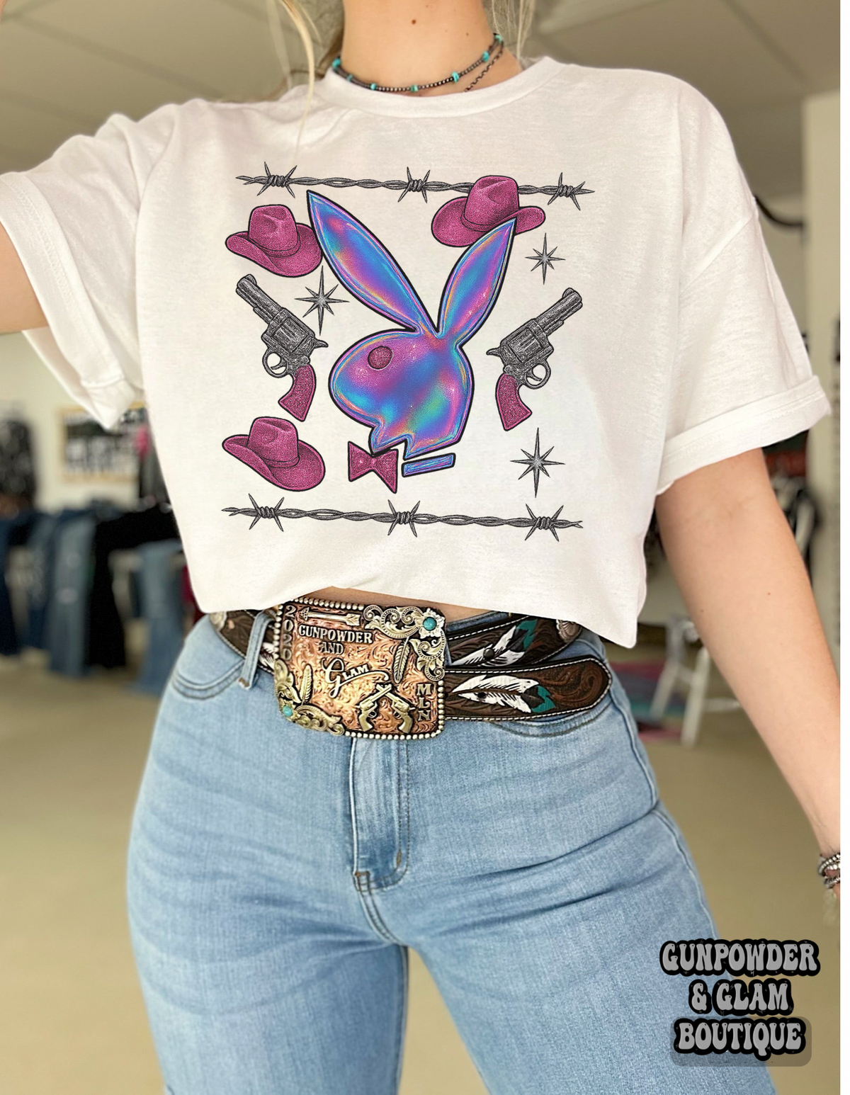 Barbed Wire Bunny Tee or Crewneck