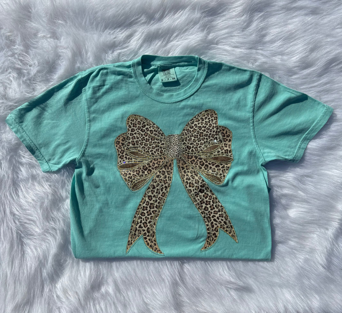 Cheetah bow women’s bedazzled tee (FINAL SALE)