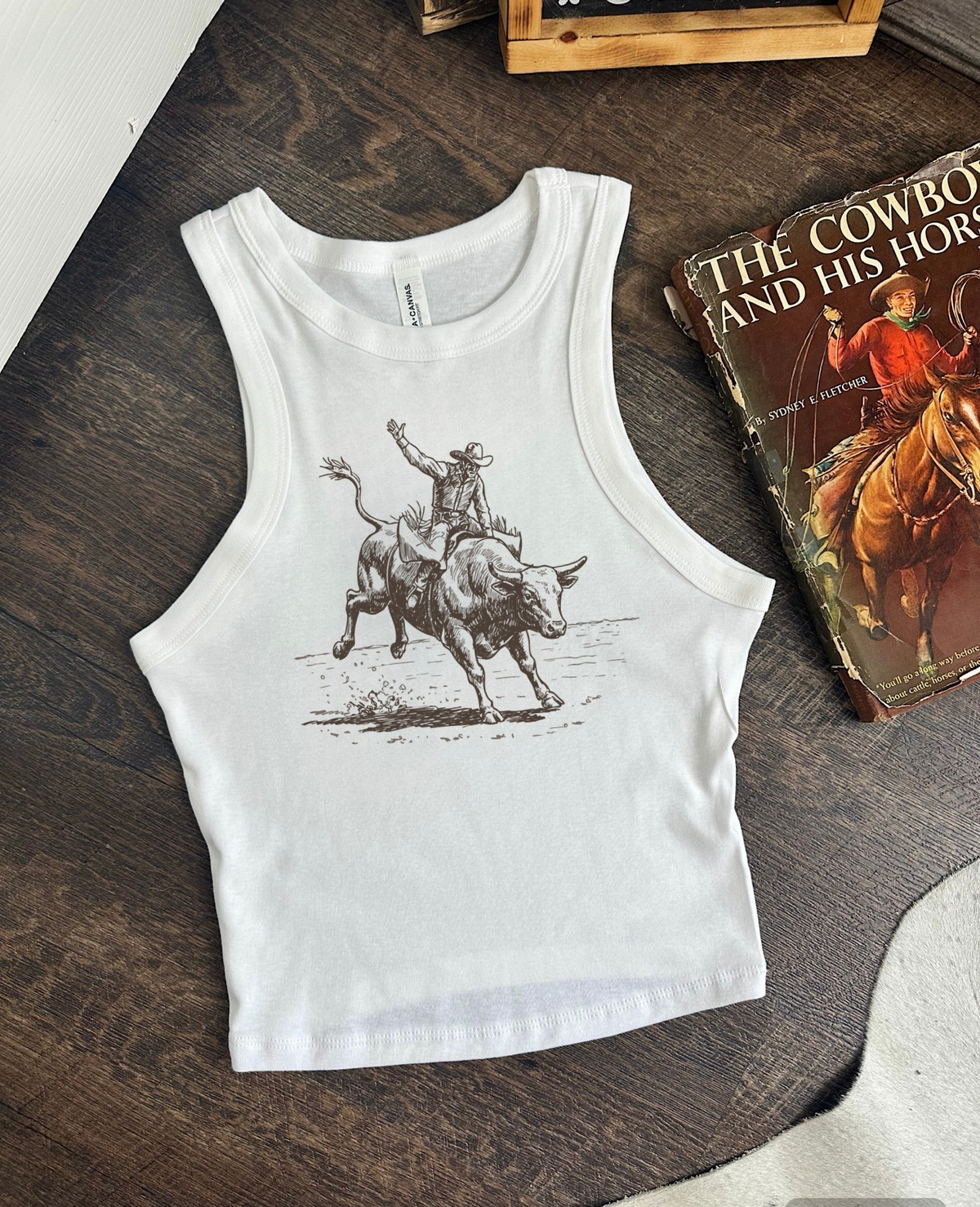 Vintage Bull Rider Cropped Tank