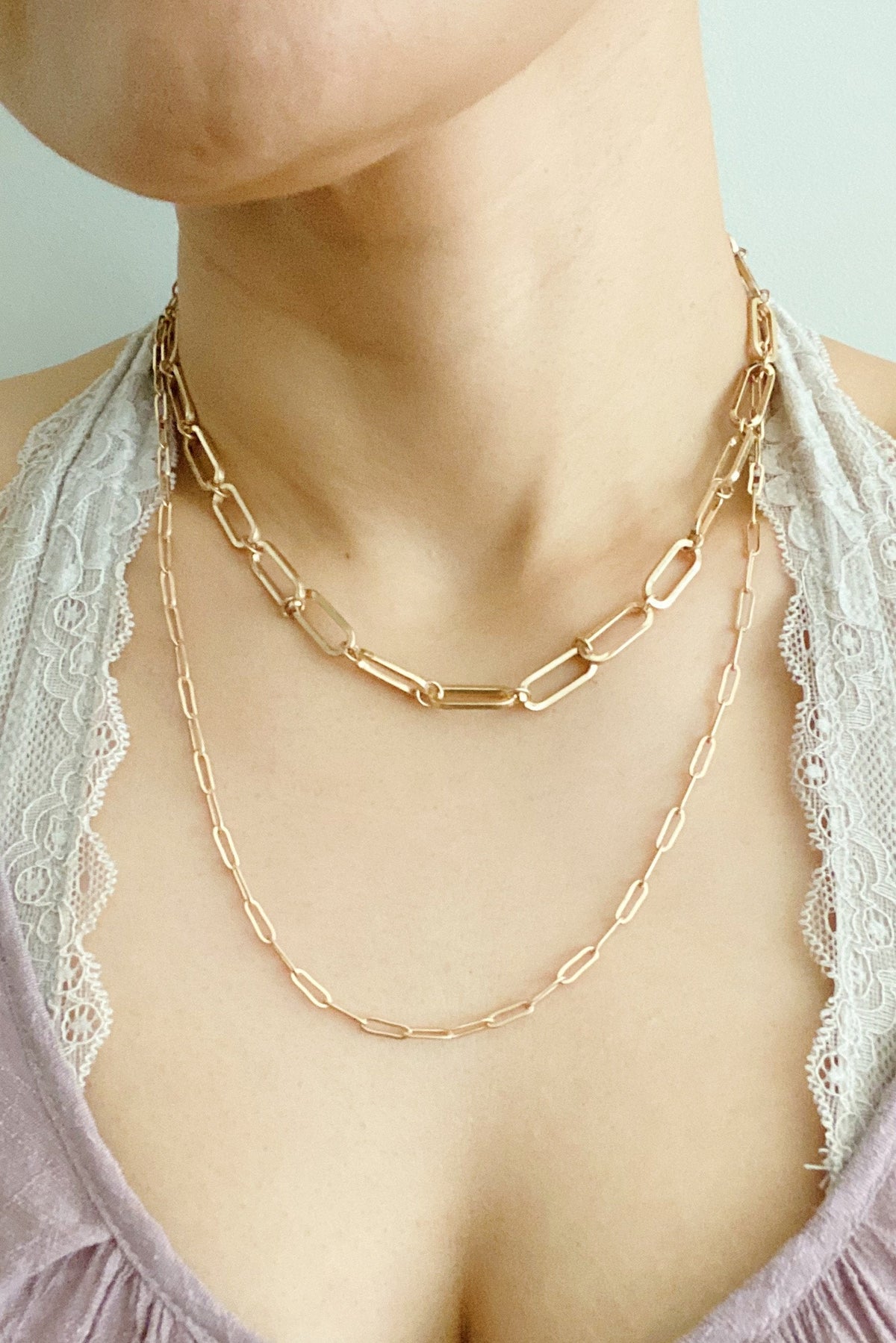 Big & Small Double Chain Link Necklace