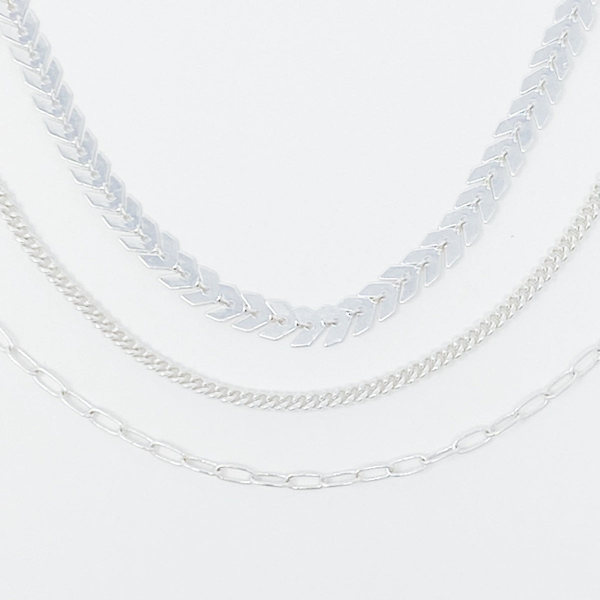 Chevron Chain Anklet, Set of 3