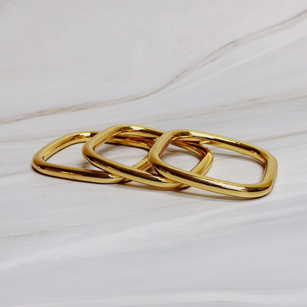 Air Light Square Bangle Set – Sleek Stacking Style in Polished Gold & Mixed Metal Variants