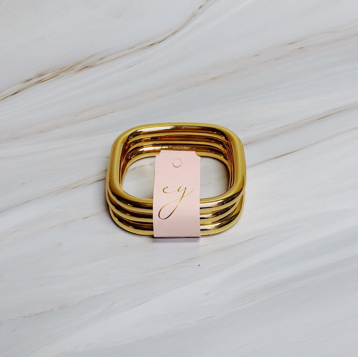 Air Light Square Bangle Set – Sleek Stacking Style in Polished Gold & Mixed Metal Variants