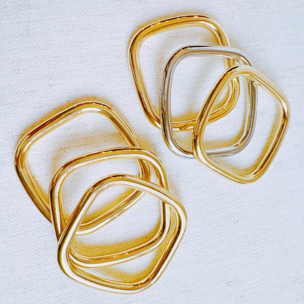 Air Light Square Bangle Set – Sleek Stacking Style in Polished Gold & Mixed Metal Variants