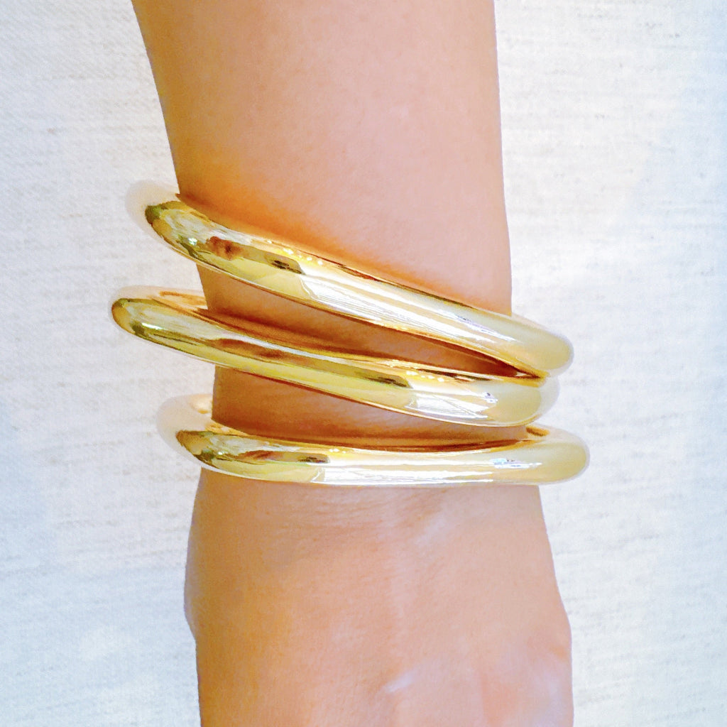 Air Light Square Bangle Set – Sleek Stacking Style in Polished Gold & Mixed Metal Variants