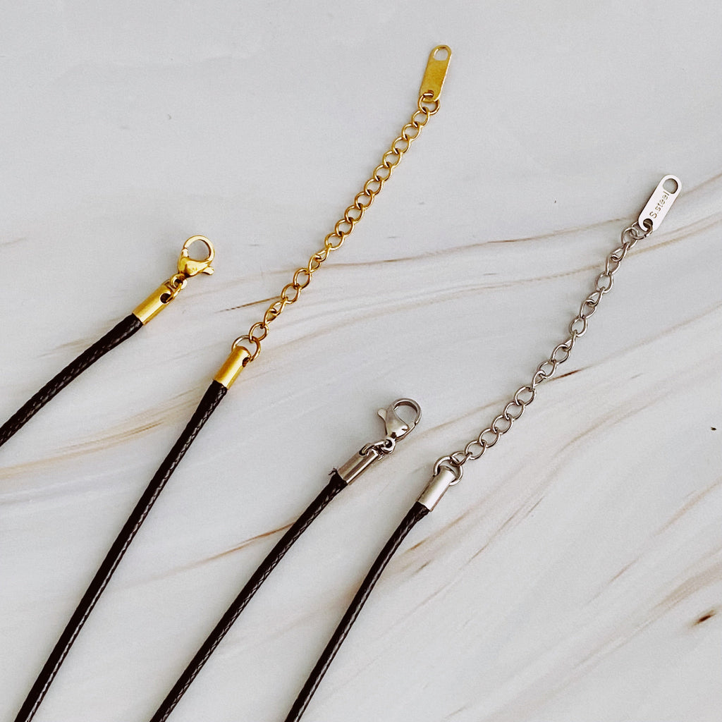 Black Cord Heart Drop Necklace