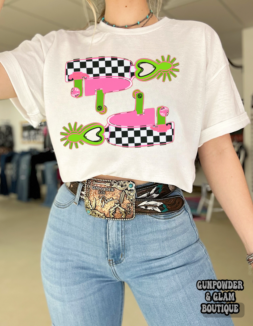 Neon Spurs TEE or CREWNECK