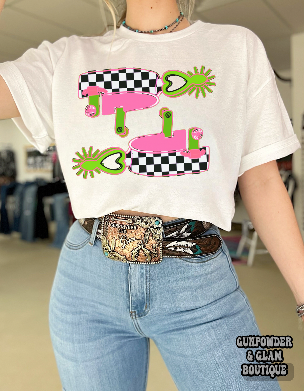 Neon Spurs TEE or CREWNECK