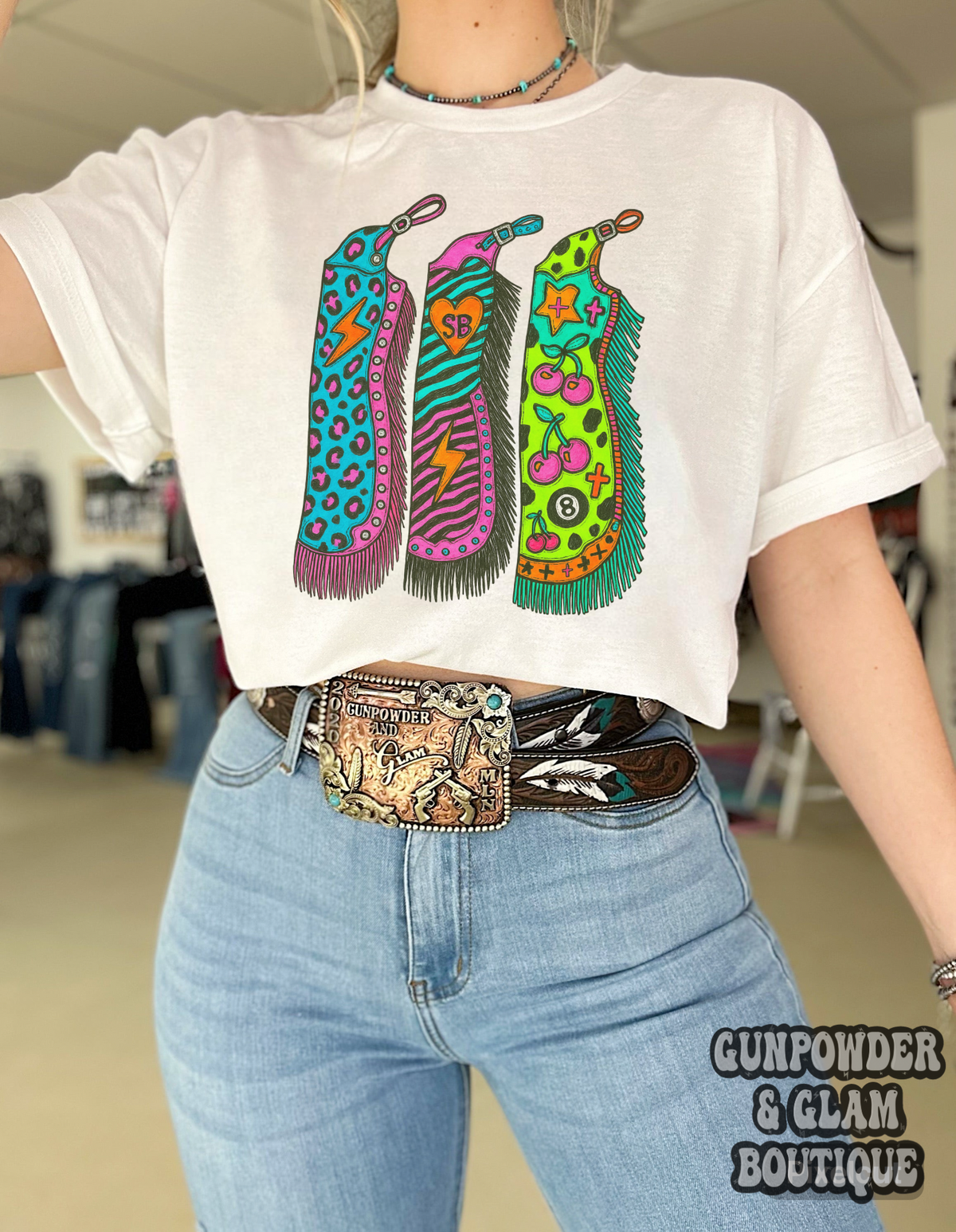 Retro Chaps TEE or CREWNECK