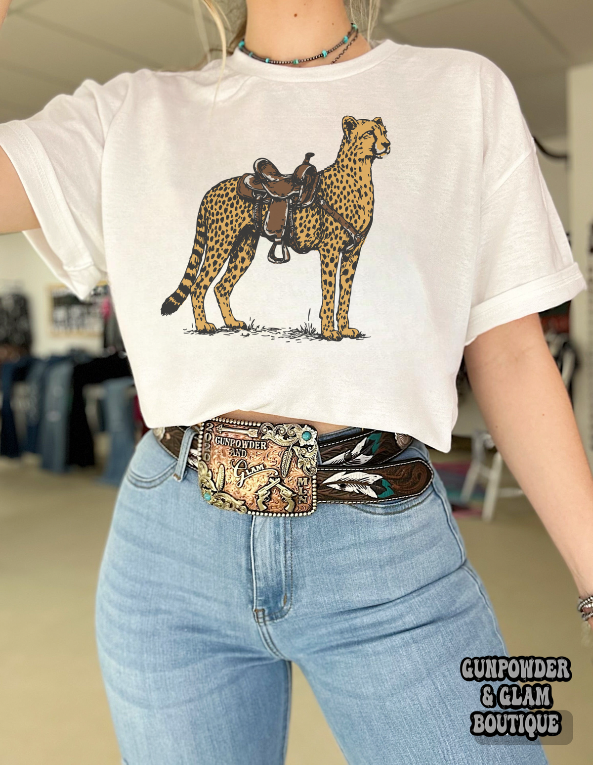 Cheetah Cowboy Tee or Crewneck