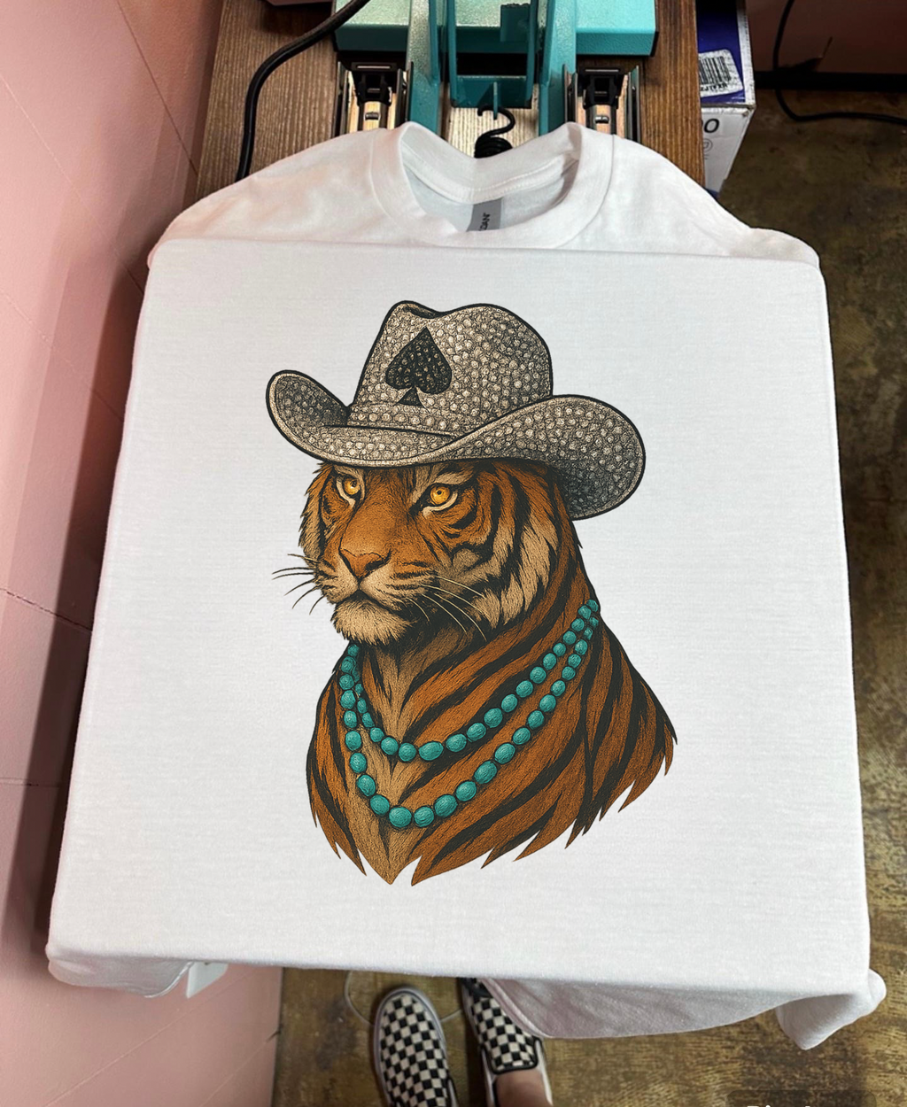 Tiger Cowboy Tee or Crewneck
