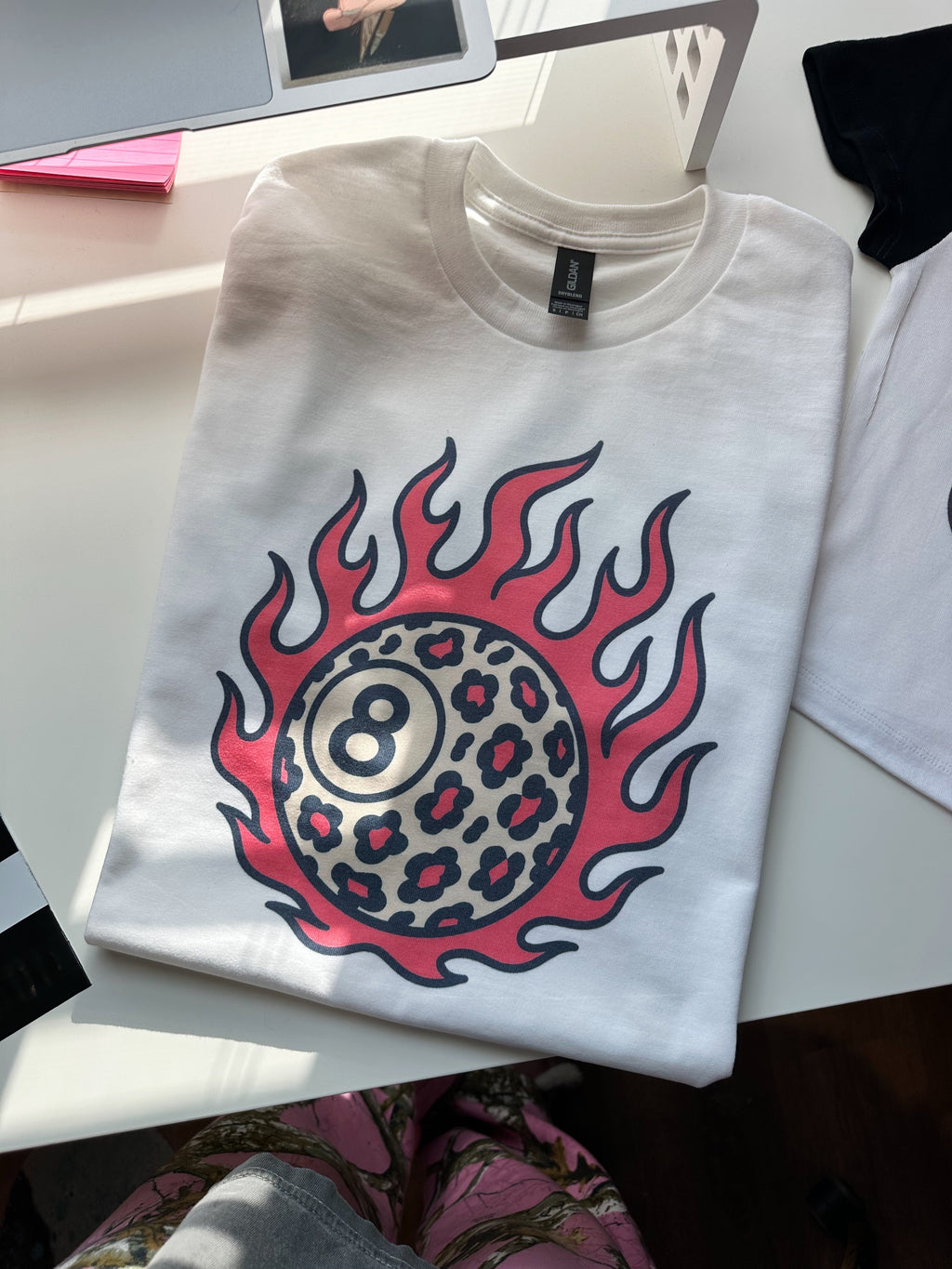 Pink Leopard 8 Ball TEE or CREWNECK