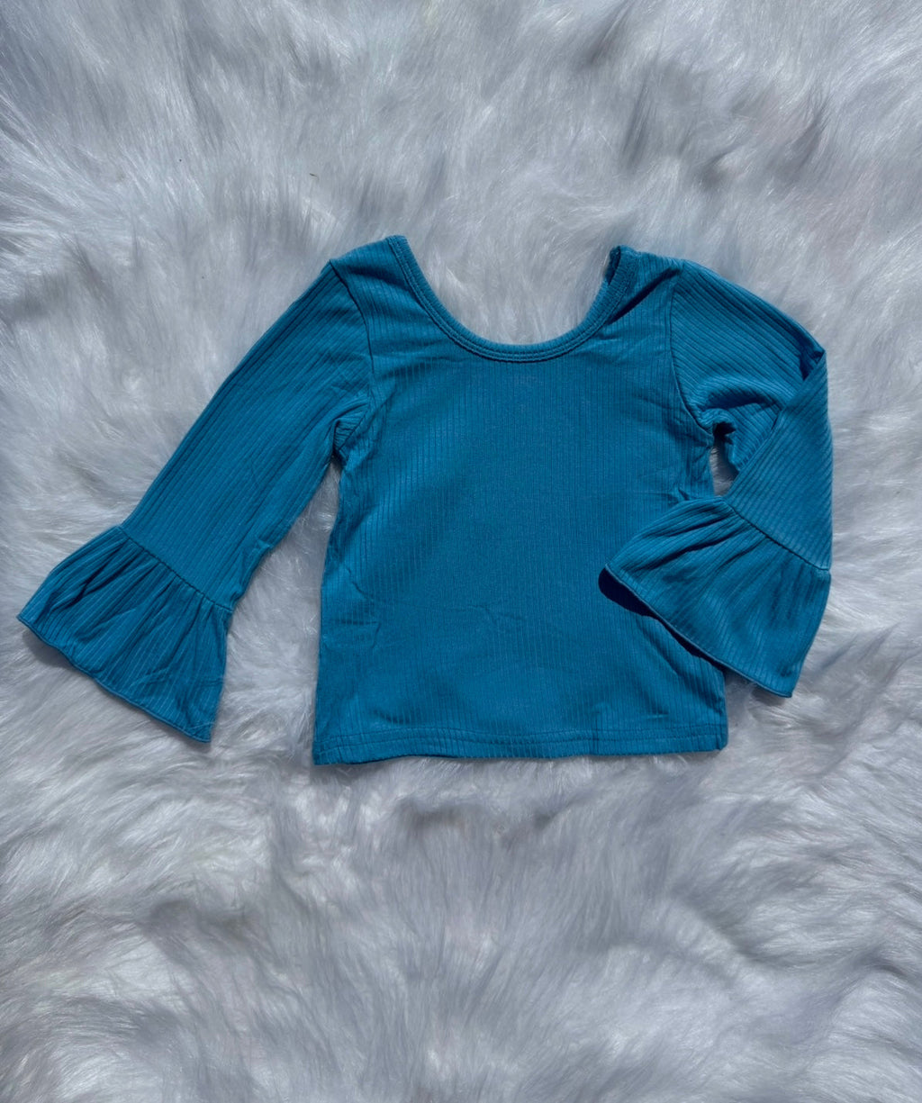 Blue Ruffled Sleeve Top (FINAL SALE)