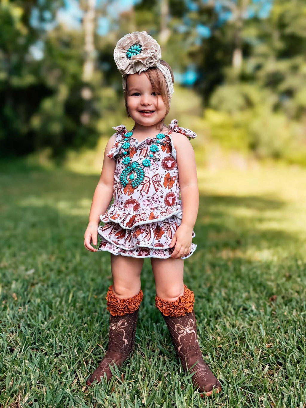 Pink cows ruffle romper