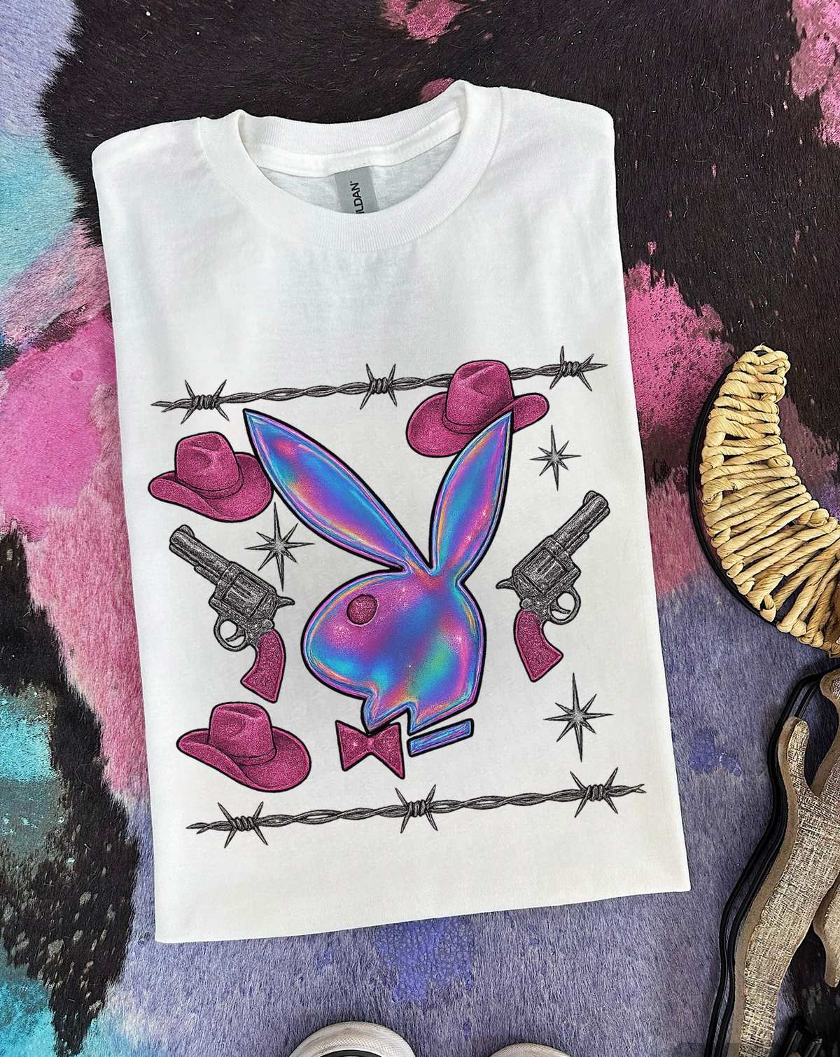 Barbed Wire Bunny Tee or Crewneck