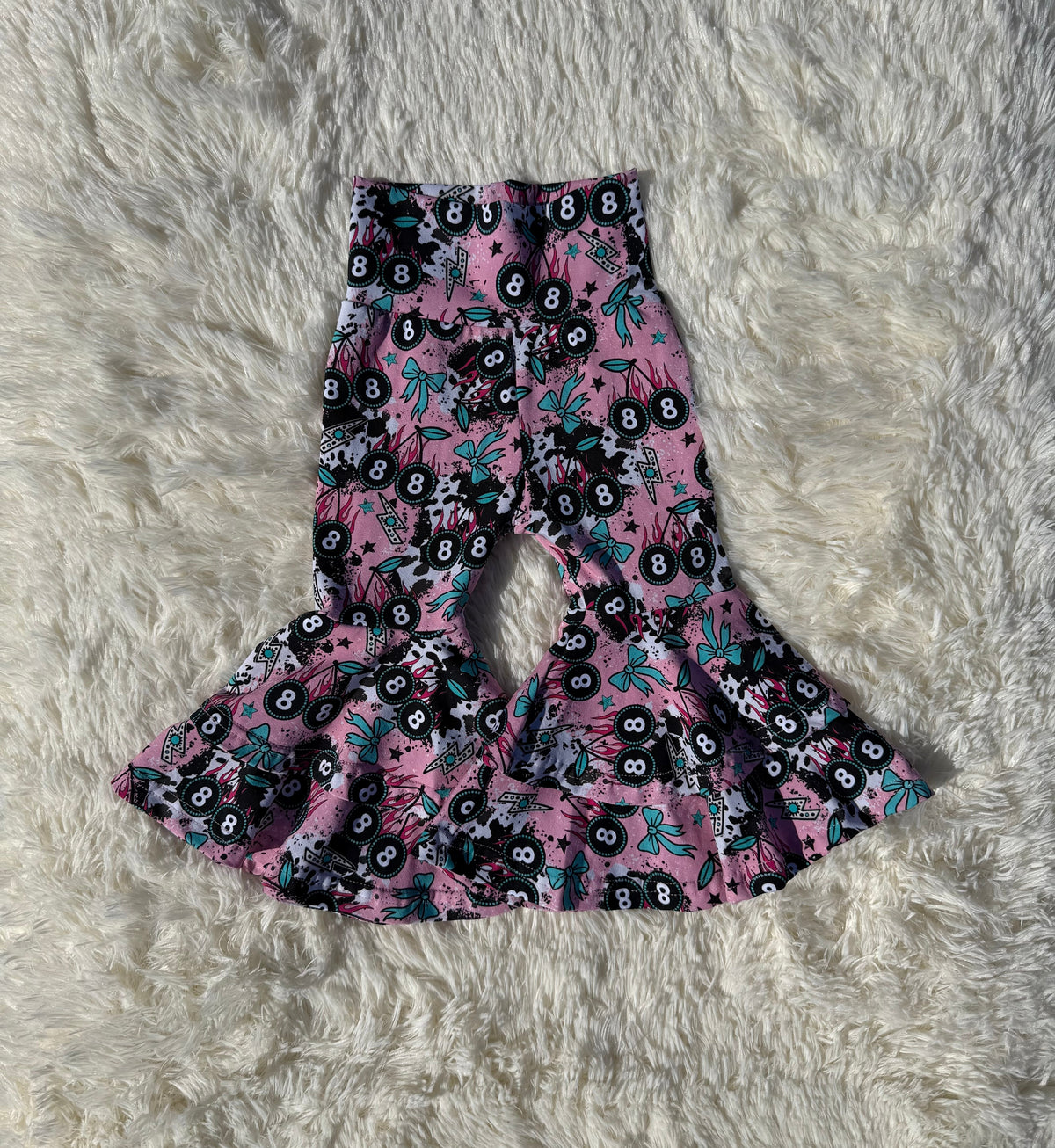 Cherry Western Double Bell Bottoms