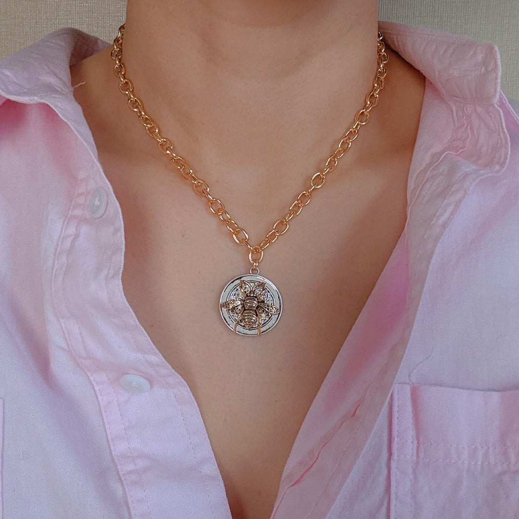 Bold And Antique Bee Chain Necklace