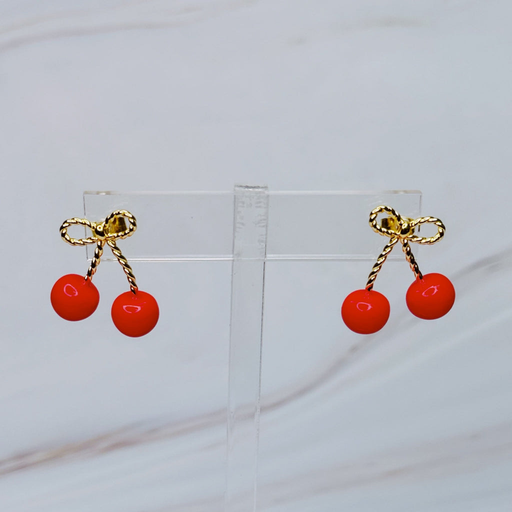 Bow And Cherry Earrings