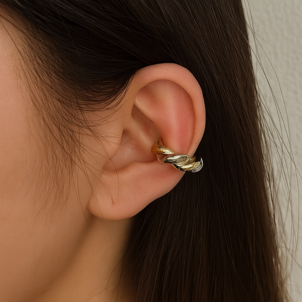 Braided Metal Ear Cuff – Twisted Gold and Silver No-Piercing Statement