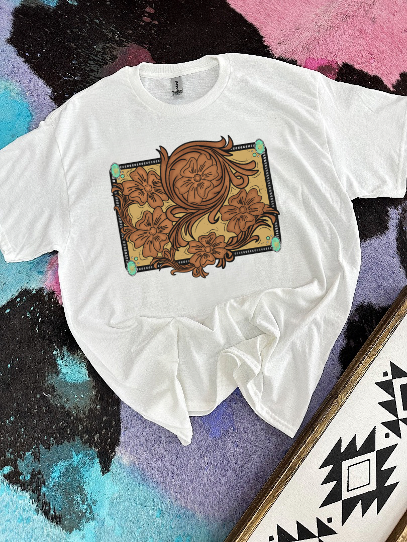 Tooled Leather Tee or Crewneck