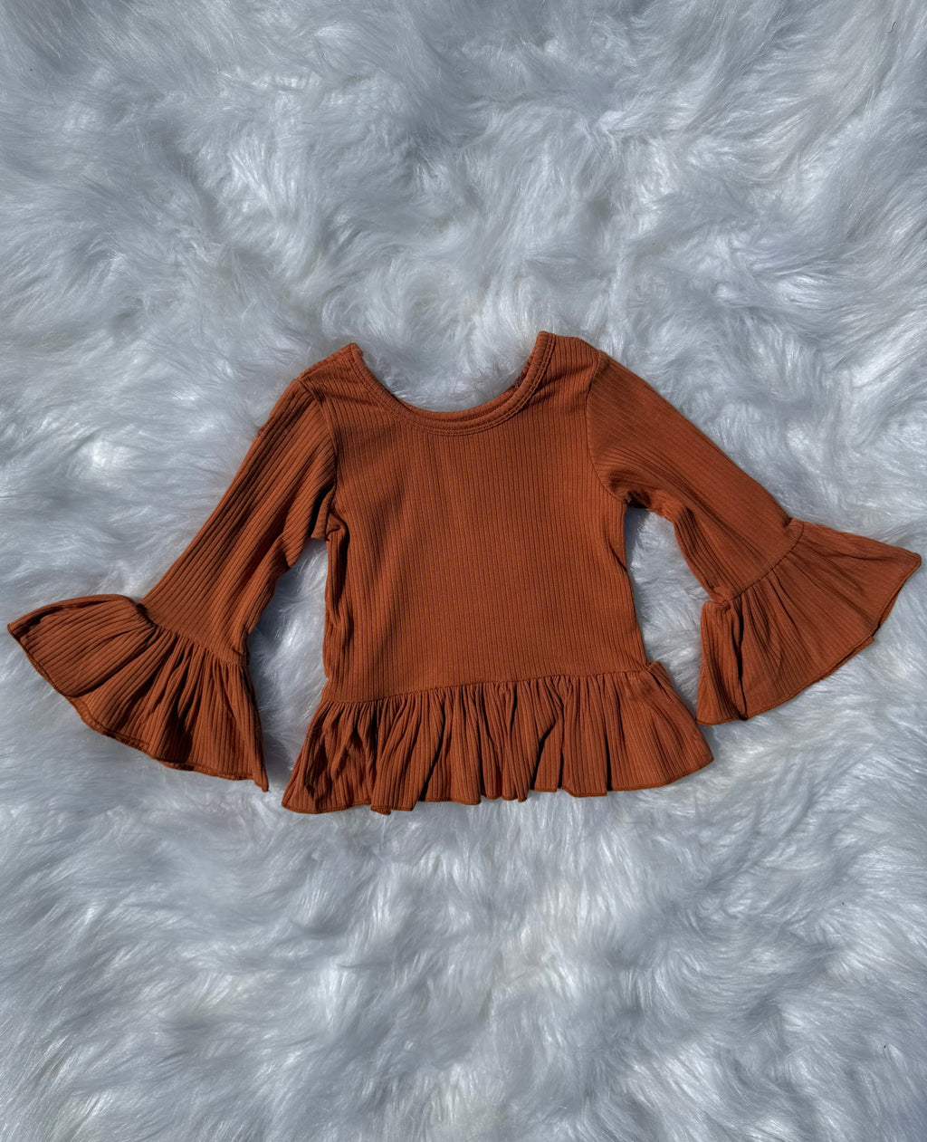Pumpkin Spice Ruffled Sleeve Top (FINAL SALE)