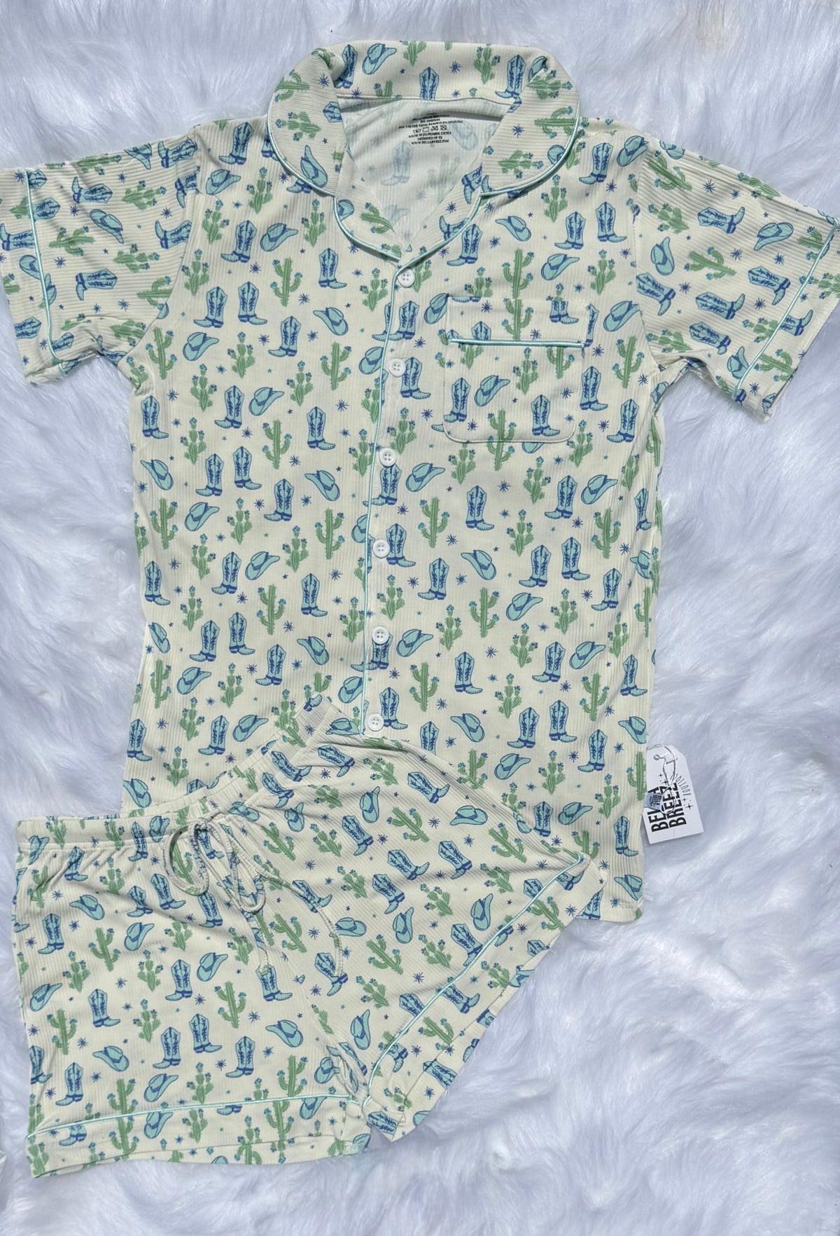 Wild West Cowboy Women's Bamboo Button Up PJ Set