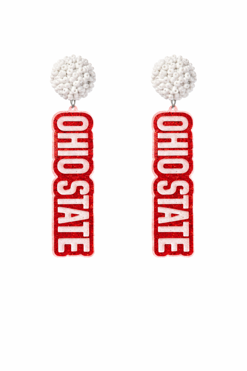 Ohio State Pom Pom Drop Earrings