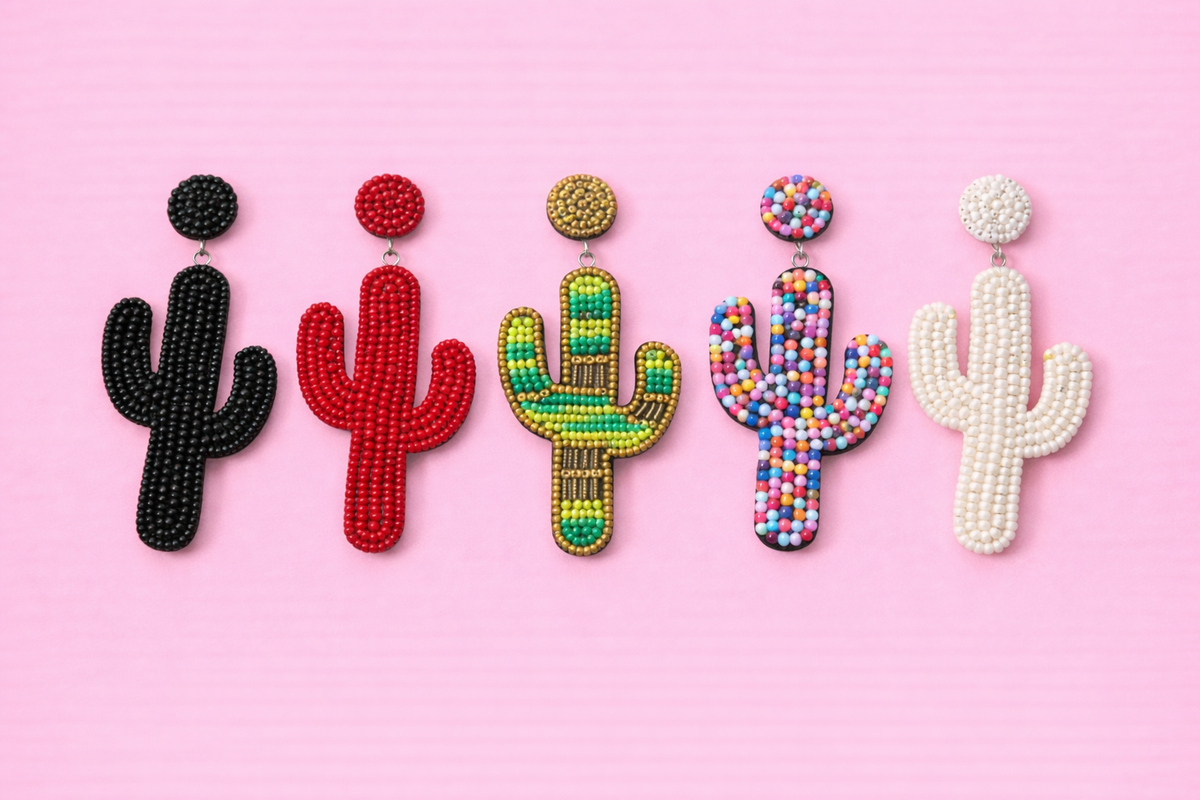 Desert Cactus Beaded Earrings