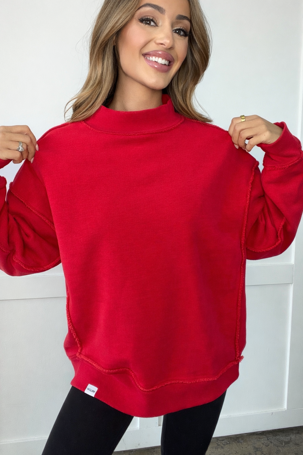 Tilly Red Reversible Oversized Mockneck Crew