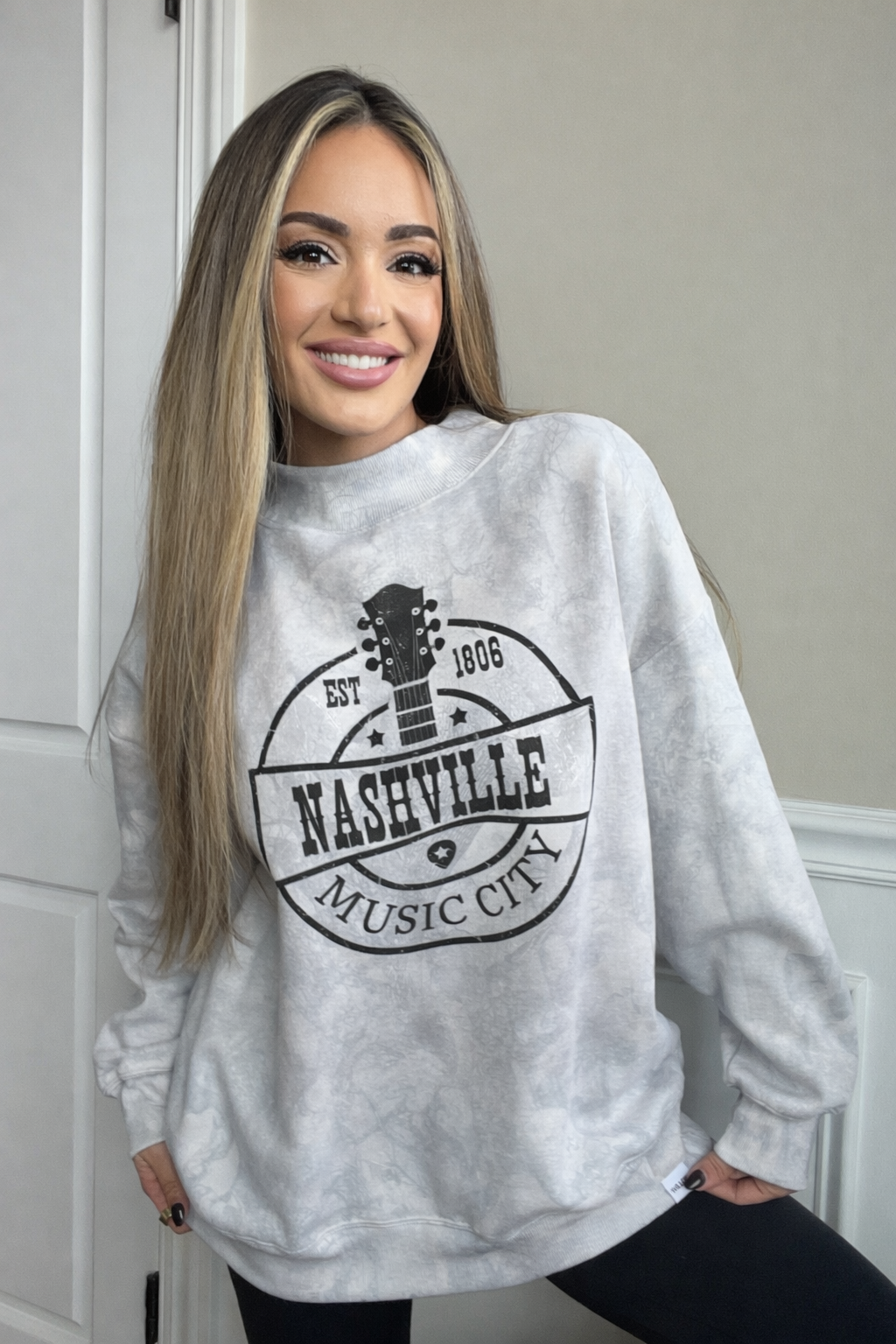 Tilly Nashville Oversized Light Camo Mockneck Crew
