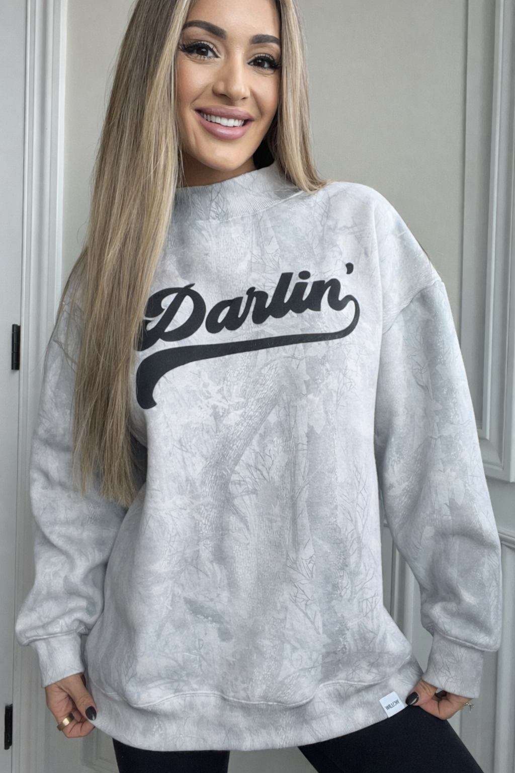 Tilly Darlin' Oversized Light Camo Mockneck Crew