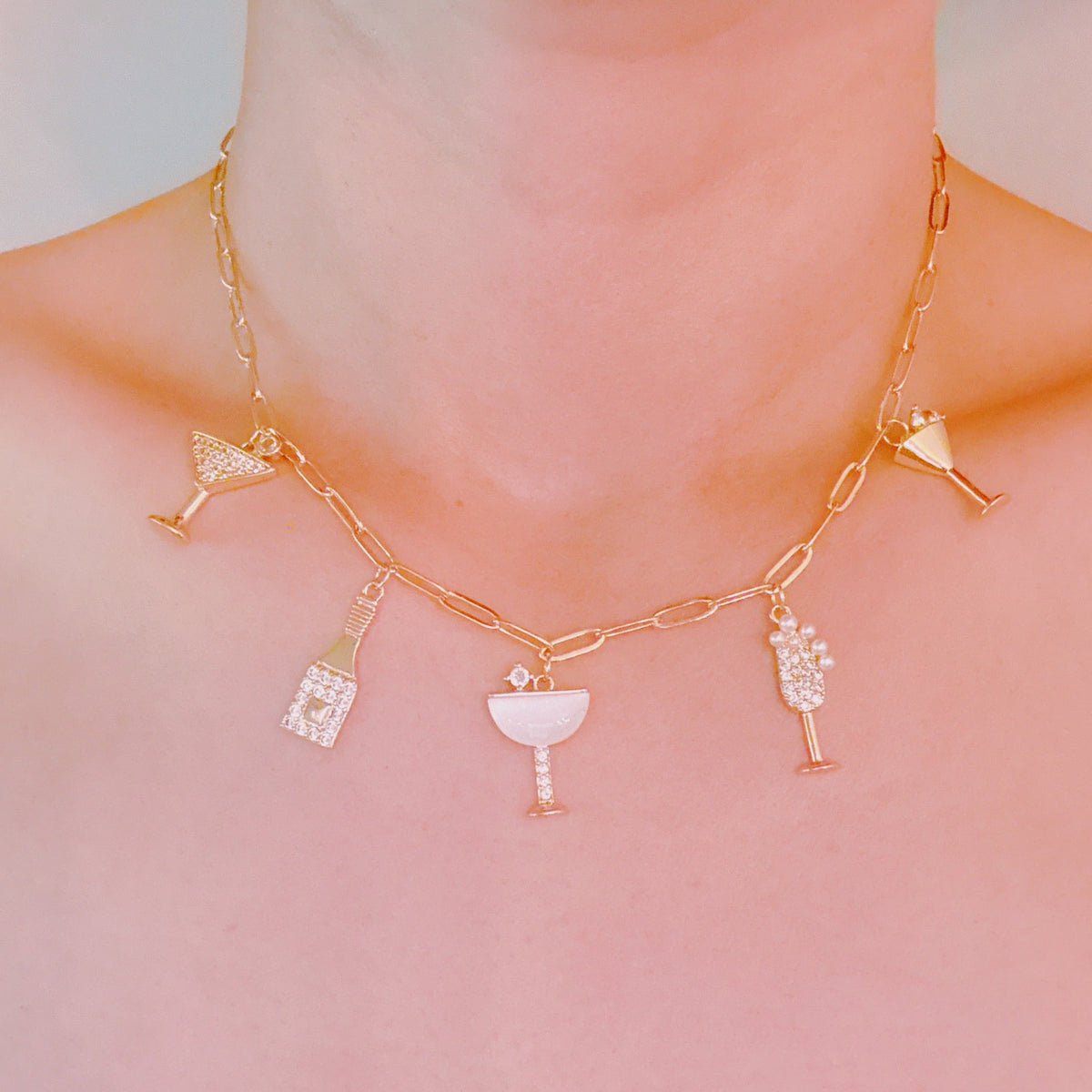 Cheers To Happiness Multi Charm Necklace