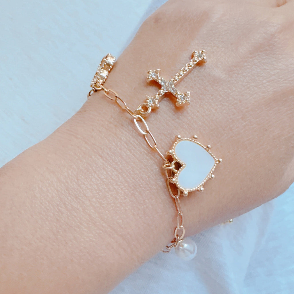Cross Clover Multi Charm Bracelet