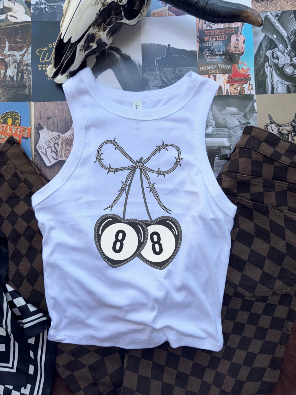 Barbed Wire Bow Cropped Tank